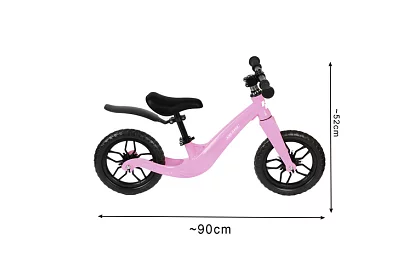 Dziecięcy lekki jeździk różowy – 12 kół + pasek na ramię