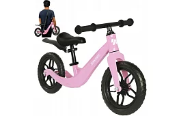 Dziecięcy lekki jeździk różowy – 12 kół + pasek na ramię