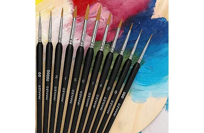 Pędzle artystyczne do malowania – 11 sztuk + stojak