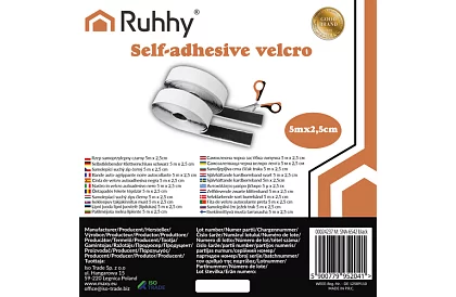 Samoprzylepny rzep 2,5 x 500 cm – czarny