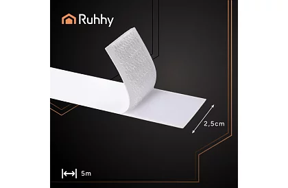 Samoprzylepny rzep 2,5 x 500 cm – biały