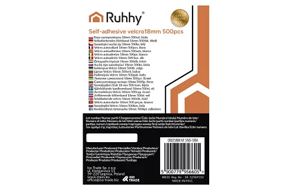 Samoprzylepny rzep – kółka 18 mm, 500 sztuk, biały