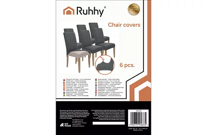 Uniwersalne pokrowce na krzesła – 6 sztuk – Ciemnoszary