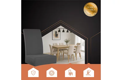 Uniwersalne pokrowce na krzesła – 6 sztuk – Ciemnoszary