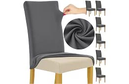 Uniwersalne pokrowce na krzesła – 6 sztuk – Ciemnoszary