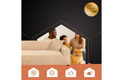 Pokrowiec na sofę 145–185 cm – Beżowy aksamit