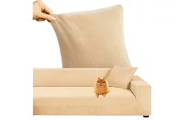 Pokrowiec na sofę 145–185 cm – Beżowy aksamit