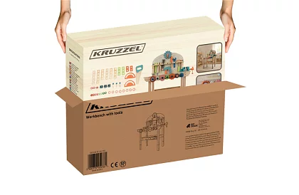 Dziecięcy warsztat – stół z drewnianymi narzędziami 3 w 1