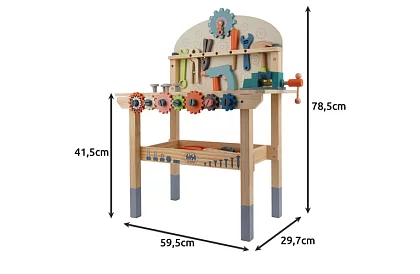 Dziecięcy warsztat – stół z drewnianymi narzędziami 3 w 1