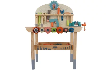 Dziecięcy warsztat – stół z drewnianymi narzędziami 3 w 1