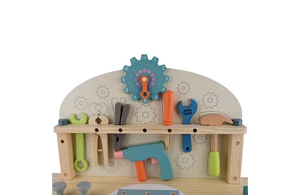 Dziecięcy warsztat – stół z drewnianymi narzędziami 3 w 1
