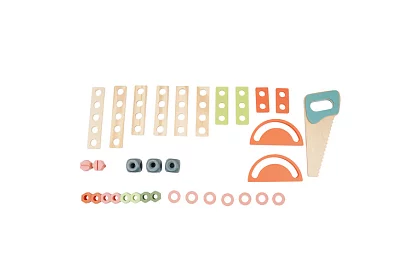 Dziecięcy warsztat – stół z drewnianymi narzędziami 3 w 1