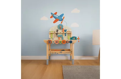 Dziecięcy warsztat – stół z drewnianymi narzędziami 3 w 1