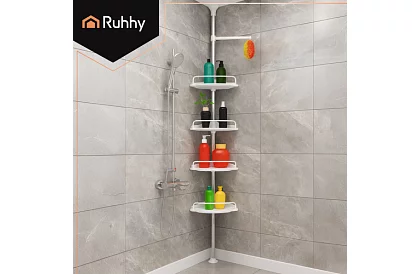 Rogowa i teleskopowa półka prysznicowa - 240-310 cm