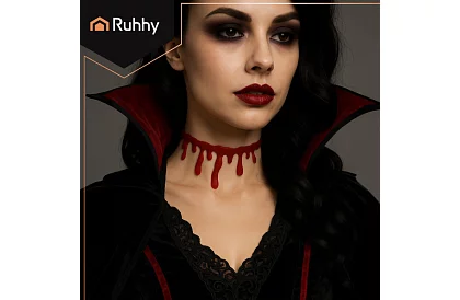 Krwawy halloweenowy naszyjnik z motywem kapiącej krwi