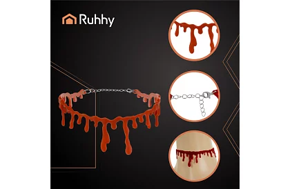 Krwawy halloweenowy naszyjnik z motywem kapiącej krwi