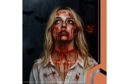 Krwawy halloweenowy naszyjnik z motywem kapiącej krwi