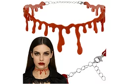 Krwawy halloweenowy naszyjnik z motywem kapiącej krwi