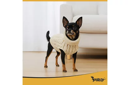 Ciepły sweter dla psa, kota – rozmiar S – beżowy