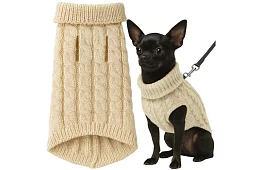 Ciepły sweter dla psa, kota – rozmiar S – beżowy