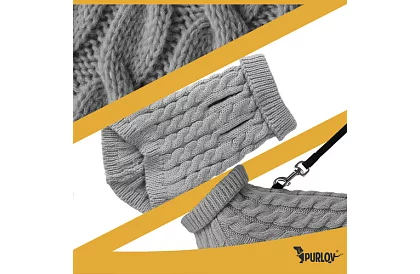 Ciepły sweter dla psa, kota – rozmiar M – szary PURLOV