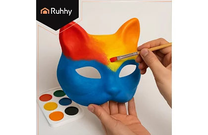 Maski kocie na karnawał 10 sztuk – zestaw DIY do malowania