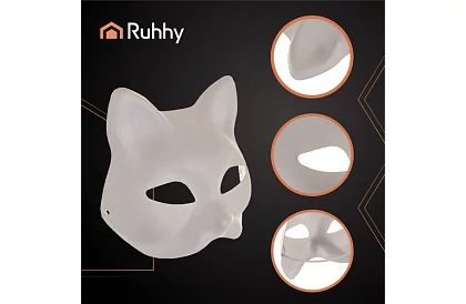 Maski kocie na karnawał 10 sztuk – zestaw DIY do malowania