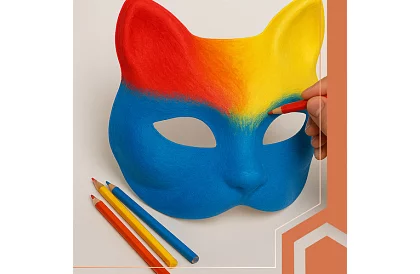 Maski kocie na karnawał 10 sztuk – zestaw DIY do malowania