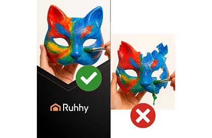 Maski kocie na karnawał 10 sztuk – zestaw DIY do malowania