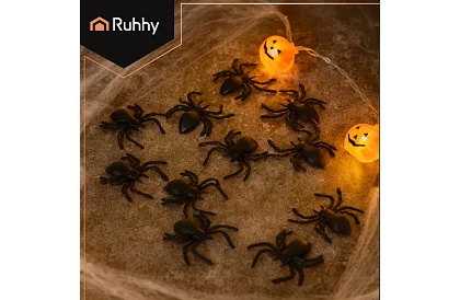 Plastikowe pająki – Dekoracja Halloweenowa, 10 sztuk