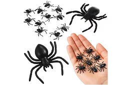 Plastikowe pająki – Dekoracja Halloweenowa, 10 sztuk