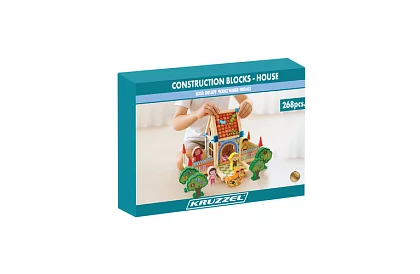 Drewniane klocki budowlane – domek, 268 elementów