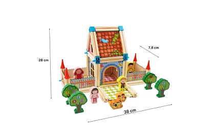 Drewniane klocki budowlane – domek, 268 elementów