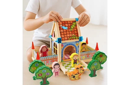 Drewniane klocki budowlane – domek, 268 elementów