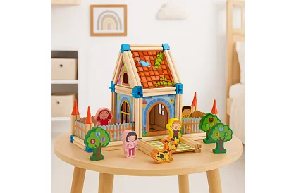 Drewniane klocki budowlane – domek, 268 elementów