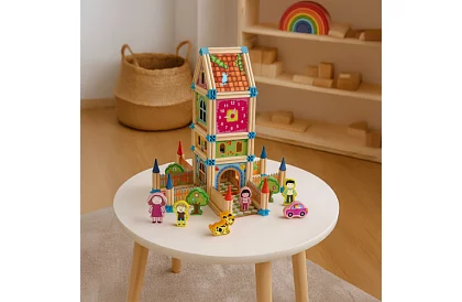 Drewniane klocki budowlane – domek, 268 elementów