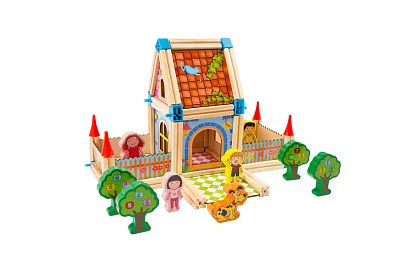 Drewniane klocki budowlane – domek, 268 elementów