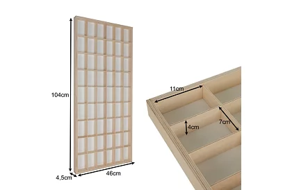 Drewniana półka dla kolekcjonerów figurek, samochodzików – 54 przegródki