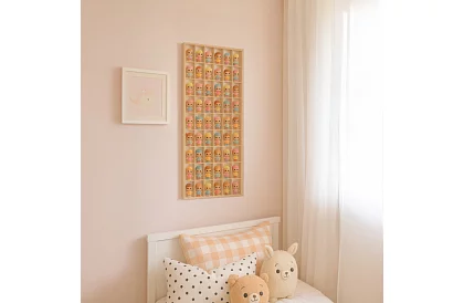 Drewniana półka dla kolekcjonerów figurek, samochodzików – 54 przegródki