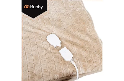 Grzejna kołdra elektryczna 180 × 130 cm - beżowa, 10 trybów + pilot zdalnego sterowania