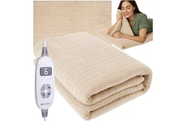 Grzejna kołdra elektryczna 180 × 130 cm - beżowa, 10 trybów + pilot zdalnego sterowania