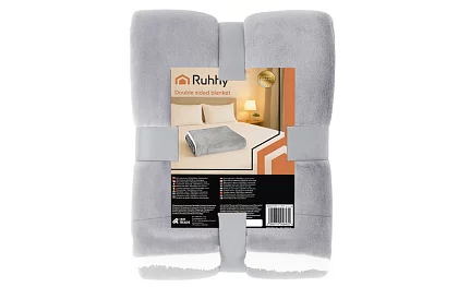 Dwustronny ciepły koc 150 × 200 cm – jasnoszary