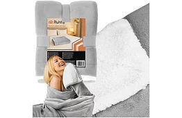 Dwustronny ciepły koc 150 × 200 cm – jasnoszary