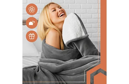 Dwustronny ciepły koc 150 x 200 cm – ciemnoszary