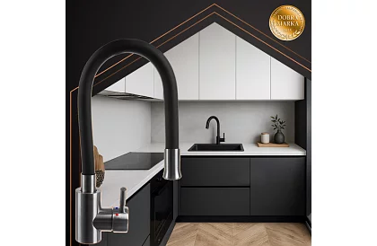 Bateria zlewozmywakowa 360° z elastycznym wylotem i perlatorem