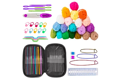 Zestaw do szydełkowania w etui dla początkujących i zaawansowanych – 69 elementów