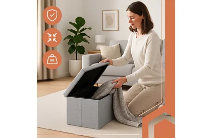 Składany materiałowy pojemnik na przechowywanie 76 × 38 × 38 cm – szary