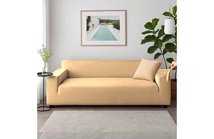 Pokrowiec na sofę 190–230 cm – Beżowy aksamit