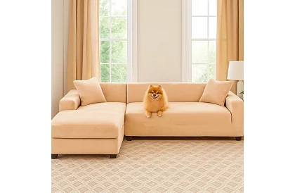 Pokrowiec na sofę 190–230 cm – Beżowy aksamit