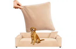 Pokrowiec na sofę 190–230 cm – Beżowy aksamit